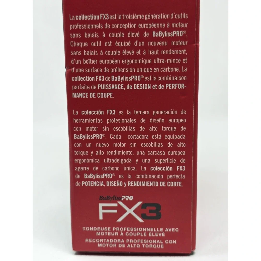 BaBylissPRO FX3 Professional High Torque Clipper Black #FXX3CB New Open Box